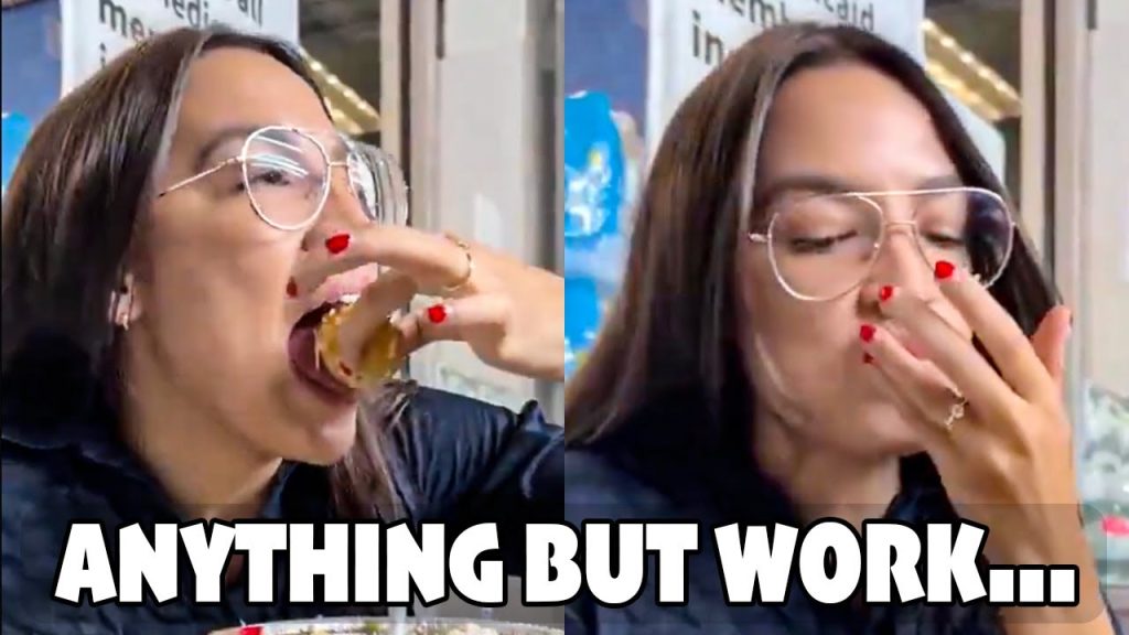 AOC Caught Stuffing her Face by Reporter At Restaurant Instead Of Working