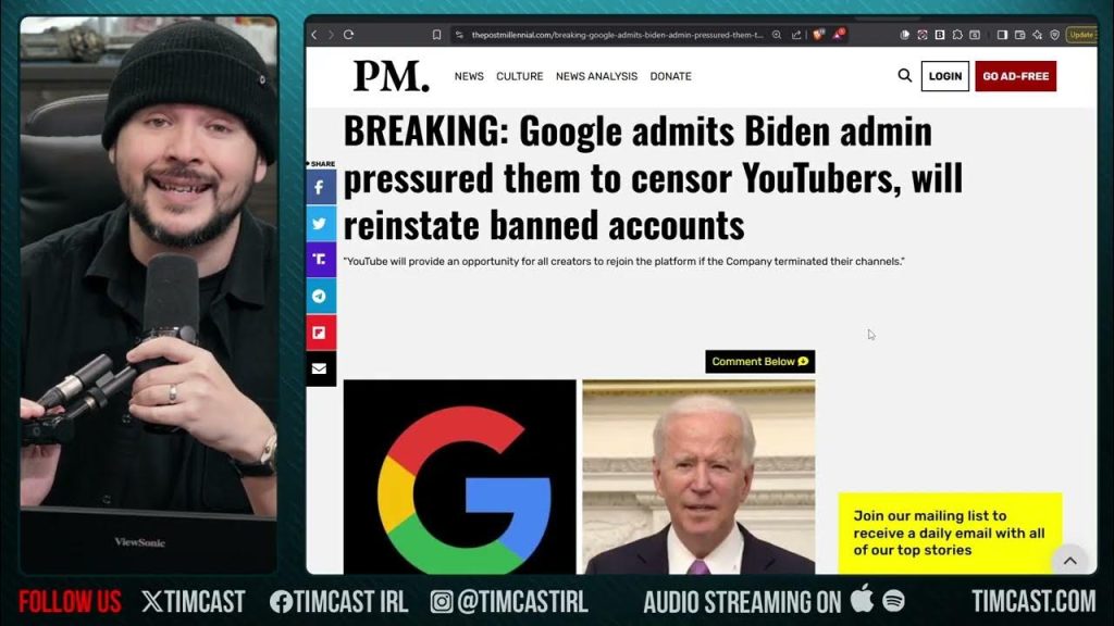 Youtube ADMITS Biden Forced Them To Censor Conservatives, A RECKONING Is Coming