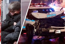 Bus Collides With Cop Car Head-On, Smashes Into NYC Hotel