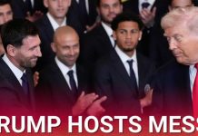 Donald Trump hosts football great Lionel Messi at the White House