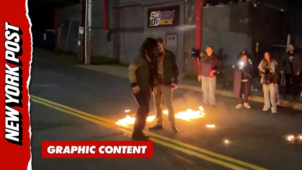Anti-ICE Protester Lights Himself on Fire While Torching American Flag